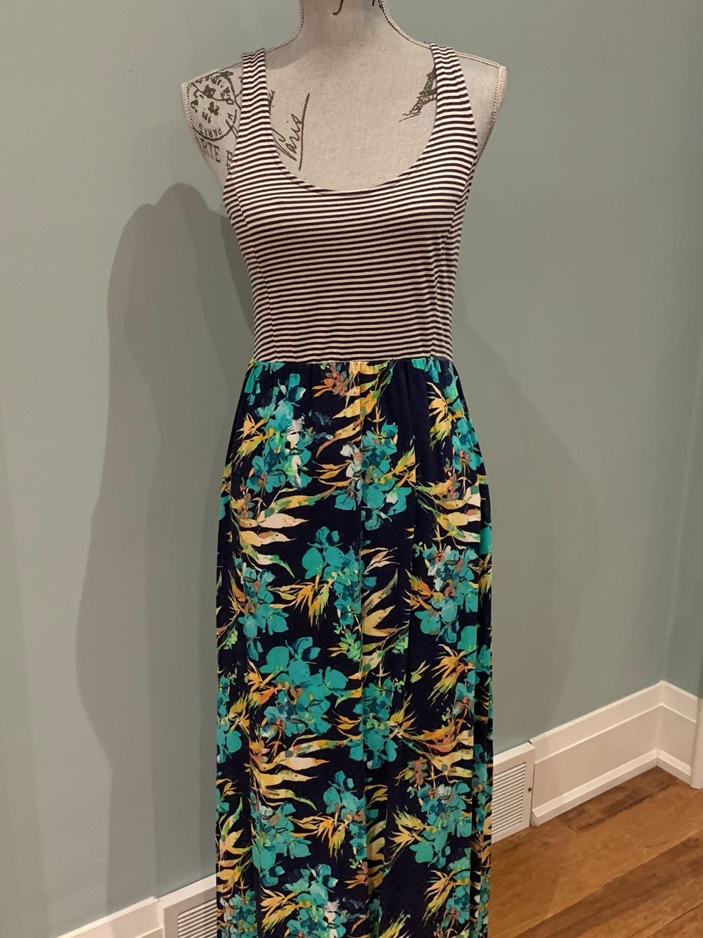 Mudd Women’s Striped & Floral Maxi Dress
